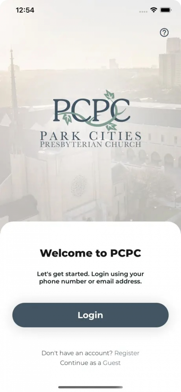 New PCPC App Login Screen